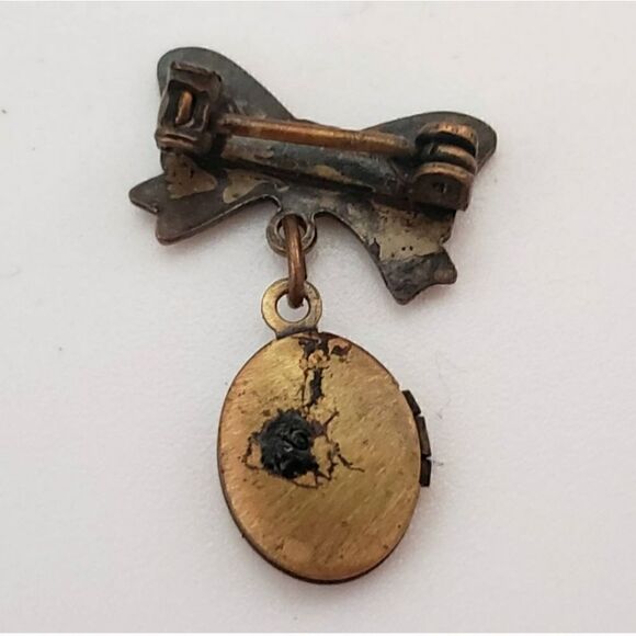 VINTAGE 1960s Miniature Brass Pin Brooch Locket Collectible - Picture 3 of 6